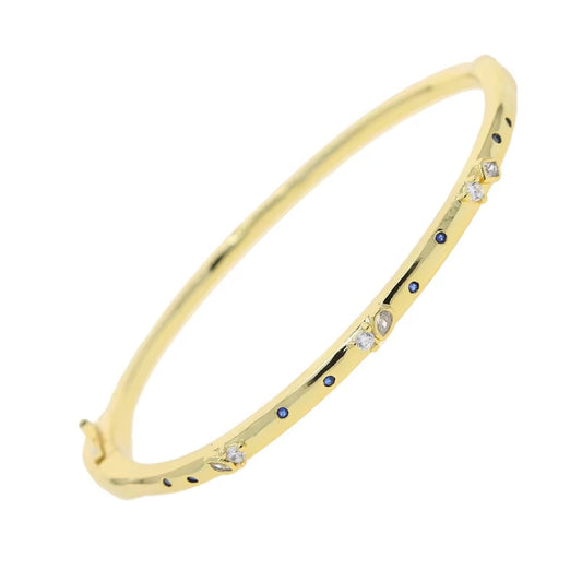 Twilight Gleam Thin Bangle – Gold-Plated Bracelet with White or Pink Zircon